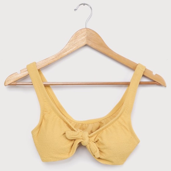 NWT Yellow High Waisted Tie Knot Bikini Set - Picture 7 of 9